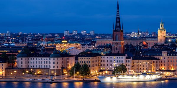 Vue nocturne de Stockholm, Suède.